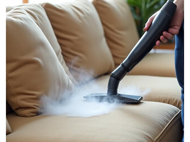 Steam cleaning a sofa removing stains